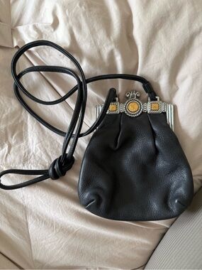 Brighton Black Leather Crossbody with Silver and Gold-Tone Accents